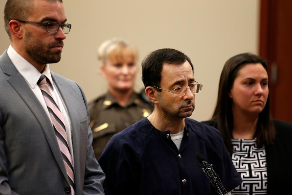 Larry Nassar on the final day of his hearing. He was sentenced to 40-175 years in prison. (Getty)