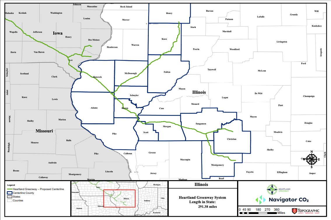 Navigator CO2 Ventures filed a new application with the Illinois Commerce Commission on Friday, Feb. 24, 2023. The filing expands the carbon dioxide pipeline into Montgomery County.