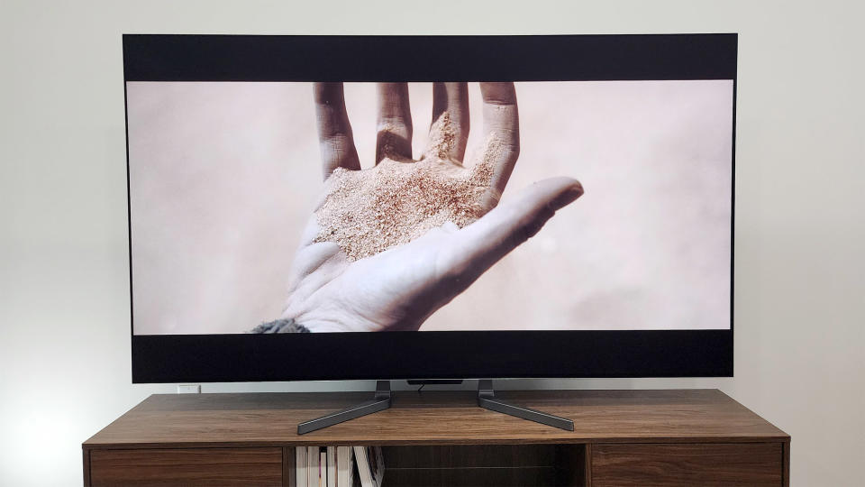 LG M3 OLED TV on table in living room