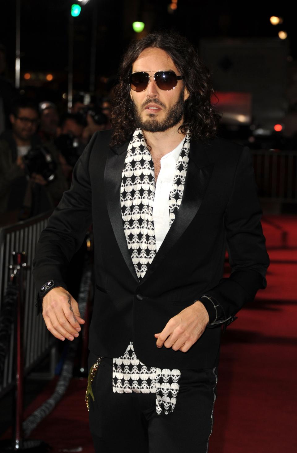 HOLLYWOOD, CA - JANUARY 07: Actor Russell Brand arrives at Warner Bros. Pictures' "Gangster Squad" premiere at Grauman's Chinese Theatre on January 7, 2013 in Hollywood, California. (Photo by Kevin Winter/Getty Images)