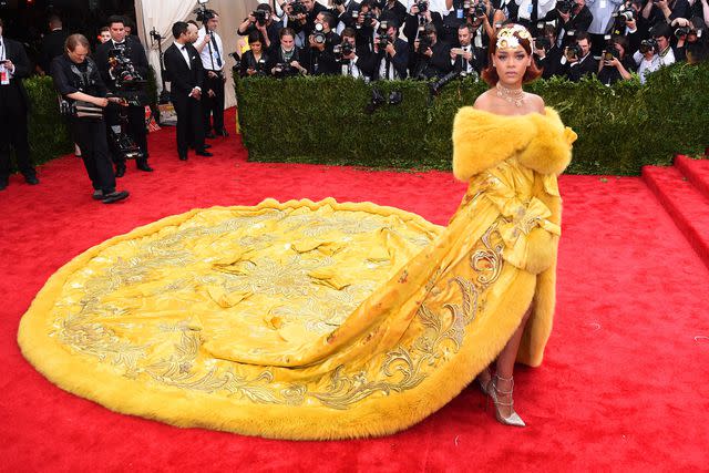 <p>TIMOTHY A. CLARY/AFP via Getty</p> Rihanna at the 2015 Met Gala.
