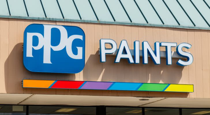 PPG Paints retail location. PPG stock