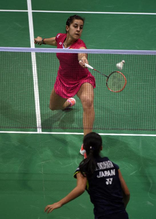 World number four Carolina Marin of Spain qualified for the semi-finals of the India Open beating Japan's Nozomi Okuhara