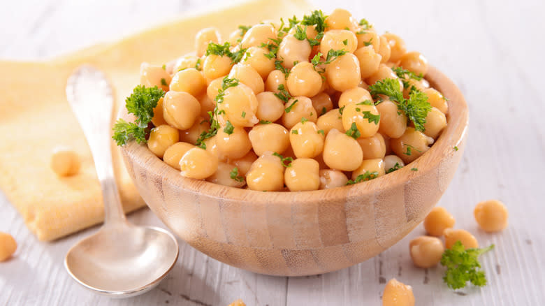 Chickpeas sprinkled with fresh herbs