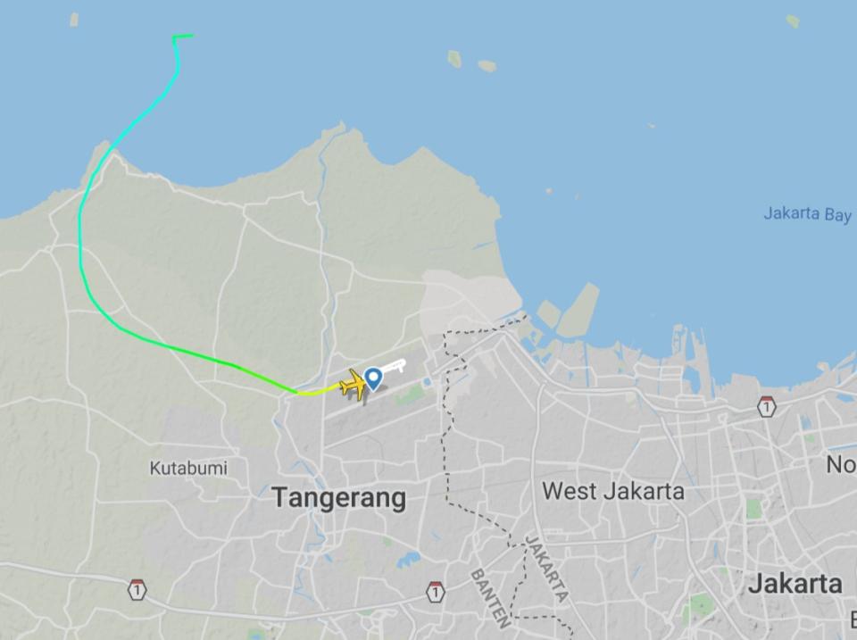 Flight path: the track of Sriwijaya Air SJ182 from Jakarta to PontianakFlightRadar24