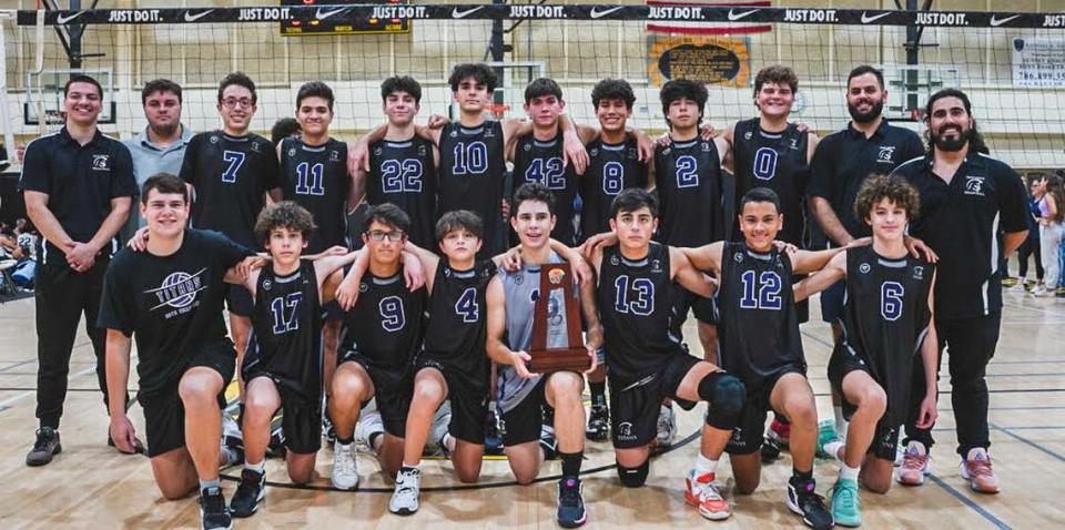 The True North boys’ volleyball team won a district title.