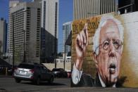 <p>A mural of Bernie Sanders is seen on the wall of a bar and restaurant in Denver, Colo., on April 7, 2016. (David Zalubowski/AP) </p>