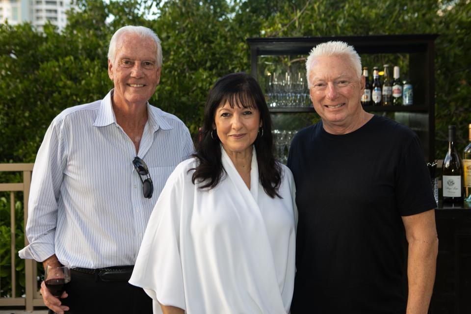 Tania Castroverde Moskalenko, center, the new CEO of the Sarasota Performing Arts Foundation, with Jim Travers, chairman of the Foundation board, and A.G. Lafley, CEO of the Bay Park Conservancy which is creating a park around the site of a planned new performing arts hall.
