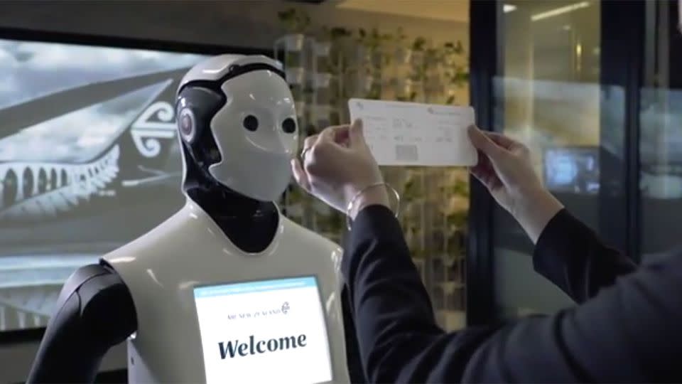 This is Chip and in this image he is scanning a boarding pass. Source: Air New Zealand