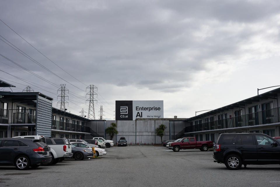 South San Francisco, CA, USA - Mar 1, 2020: C3.ai billboard is seen in South San Francisco, California. C3.ai is a leading enterprise AI software provider for accelerating digital transformation.