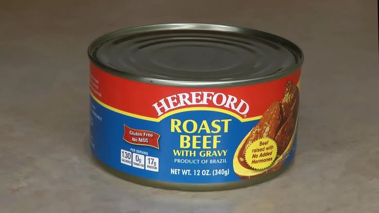 Can of Hereford roast beef