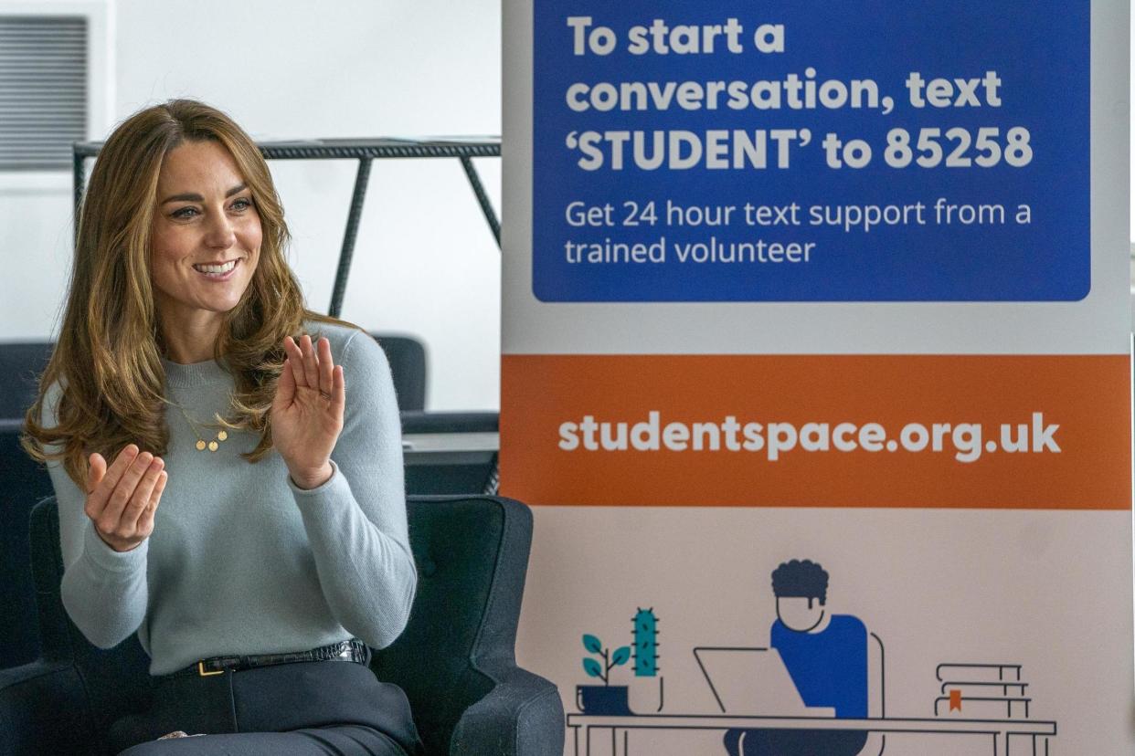 The Duchess of Cambridge during a visit to the University of Derby to meet first-year students ahead of World Mental Health Day: Arthur Edwards/The Sun