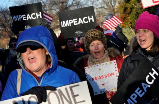 Protesters rallied in support of Donald Trump's impeachment outside the US Capitol