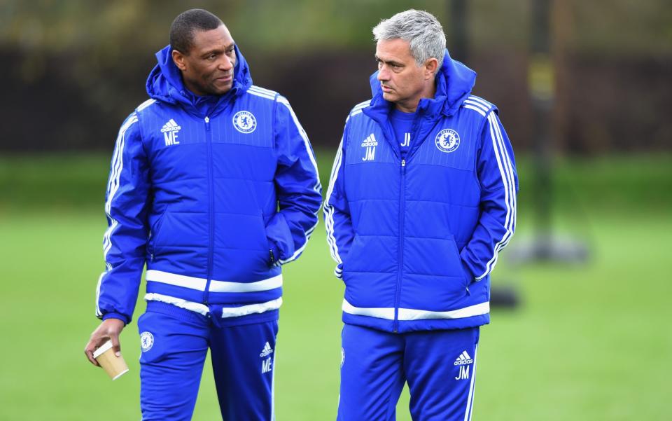 Emenalo spent seven years at Chelsea, working under the likes of Jose Mourinho (R) and Antonio Conte - GETTY IMAGES