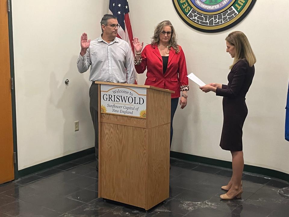 Griswold Planning and Zoning Alternates Peter Zvingilas and Cathy Waselik were sworn in by Lt. Gov. Susan Bysiewicz Tuesday.