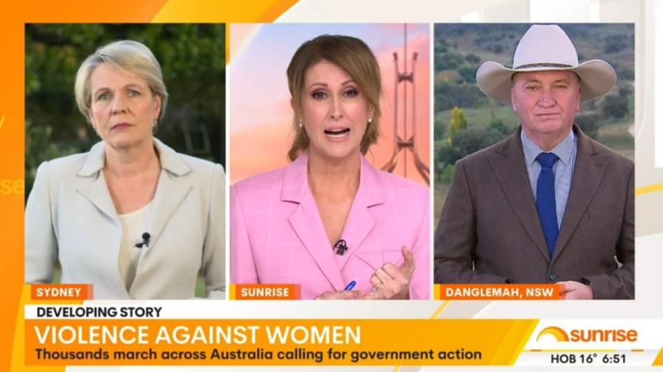 Tanya Plibersek and Barnaby Joyce go head to head on Sunrise.