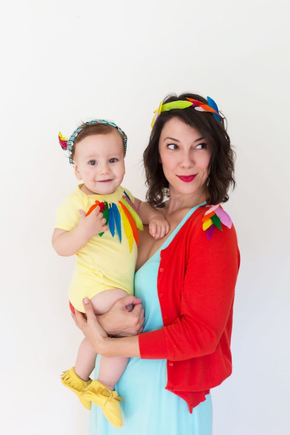 <p>Momma bird and her chick never looked so cute! With a few craft store feathers, you can turn any outfit into a matching costumes.</p><p><em><a href="https://lovelyindeed.com/diy-birds-of-a-feather-mom-baby-halloween-costume/" rel="nofollow noopener" target="_blank" data-ylk="slk:See full tutorial on Woman's Day »;elm:context_link;itc:0;sec:content-canvas" class="link ">See full tutorial on Woman's Day <em>»</em></a></em></p>