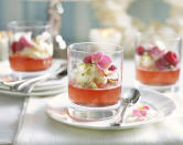 Give the classic celebration favourite a grown-up makeover with sparking wine and sugar-dusted rose petals. RECIPE: Sparkling raspberry jellies