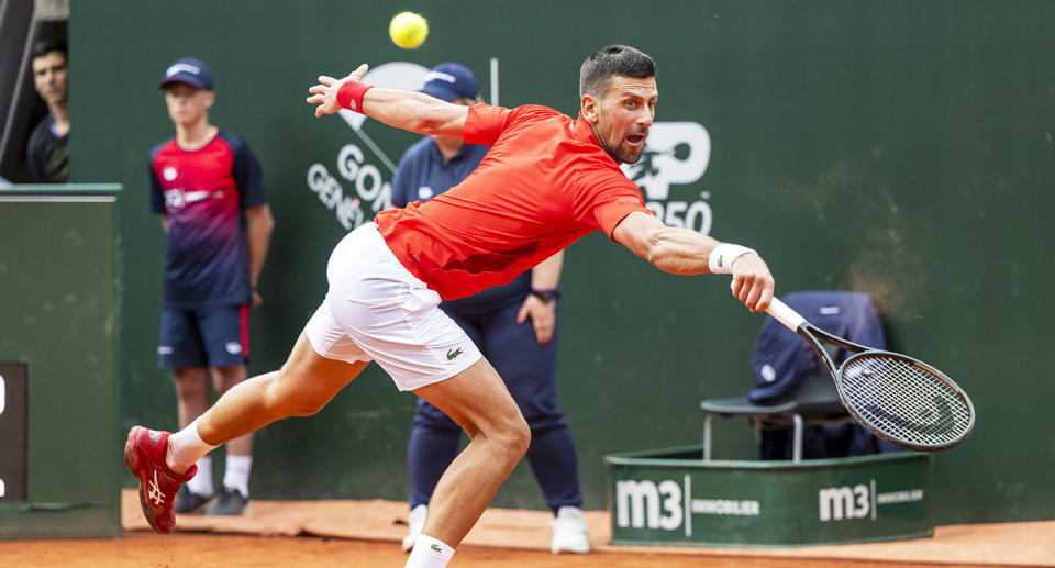 Seen here, Novak Djokovic playing in the Geneva Open semi-finals.