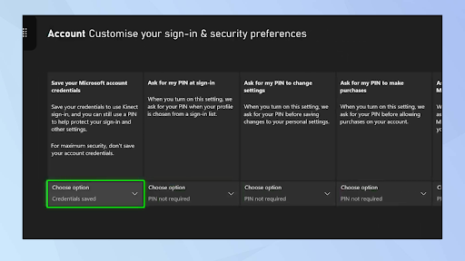 An Xbox screen displaying how to set up parental controls