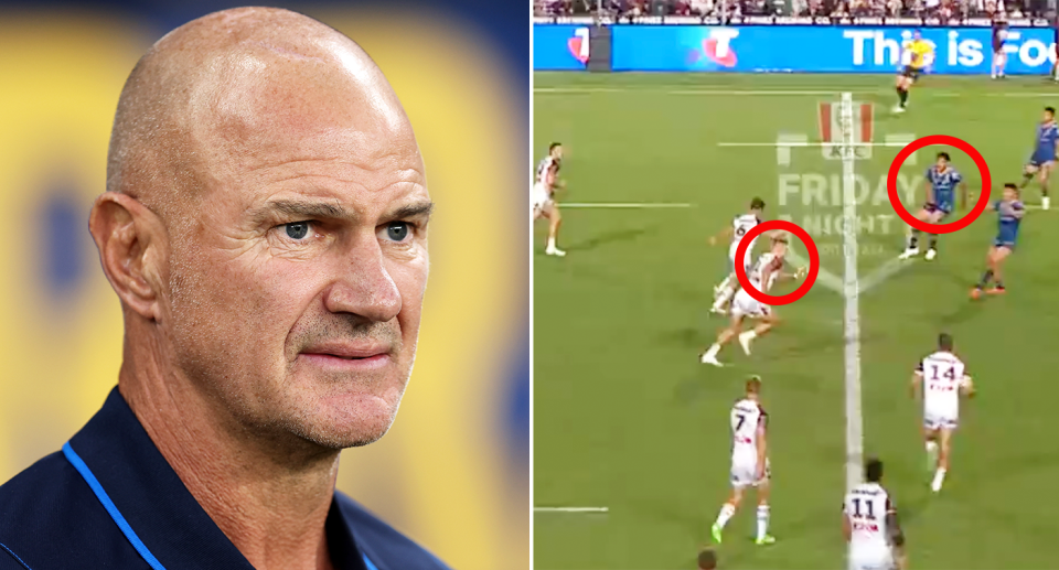 Pictured are Brad Arthur on the left and Tom Trbojevic offside on the right