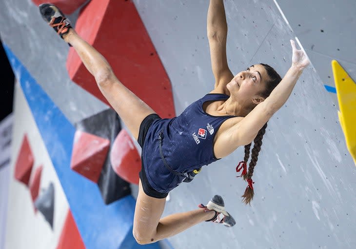 <span class="article__caption">Brooke Raboutou of Team USA had another stellar performance, placing fifth in Boulder at the world championships.</span> (Photo: Jan Virt/IFSC)