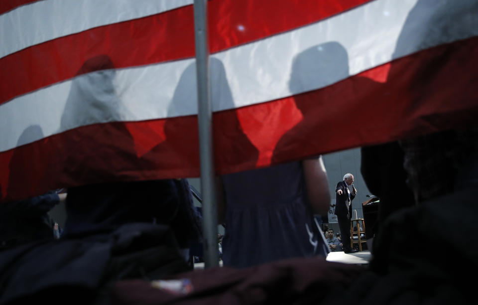 Democratic presidential candidate Sen. Bernie Sanders, I-Vt., speaks at a campaign rally Sunday, Jan. 26, 2020, in Sioux City, Iowa. (AP Photo/John Locher)