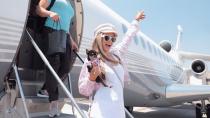 That's <em>haute!</em> Paris Hilton brings her chihuhua Diamond Baby on all her glittery vacations.