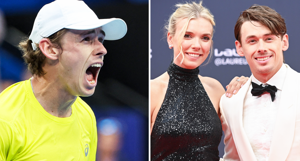 Pictured left Alex De Minaur and right with Katie Boulter