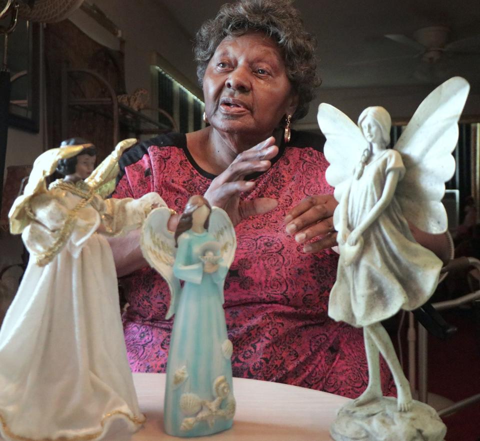 Joined by some of the many angel figurines that adorn her home, Mary Barrs reflects on more than 30 years of helping children and others in need through her God's Little Angels charity. As she prepared to turn 80 years old, she is retiring the grassroots nonprofit organization.