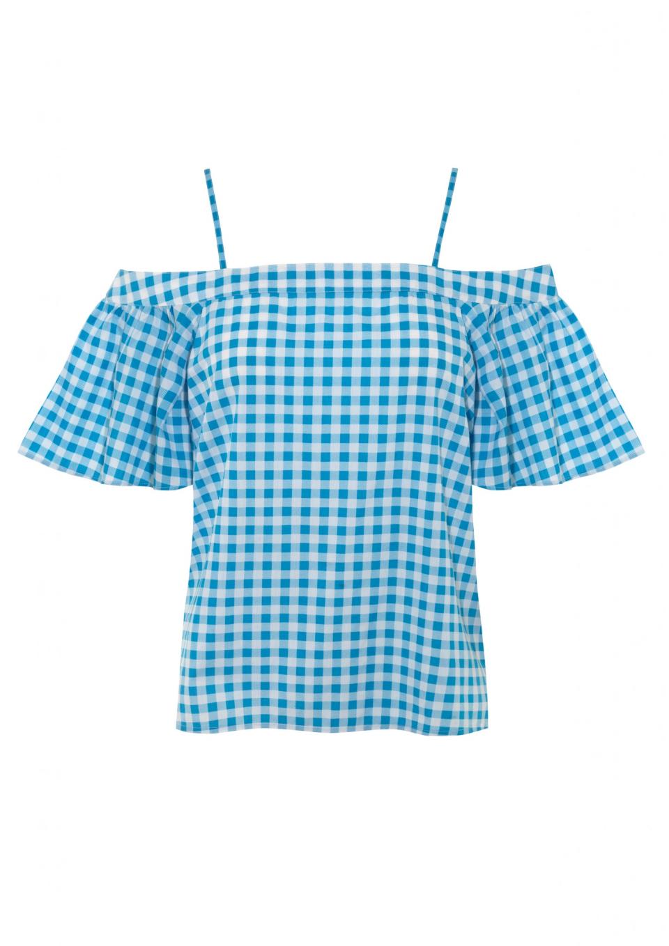 Cold-Shoulder Gingham Top