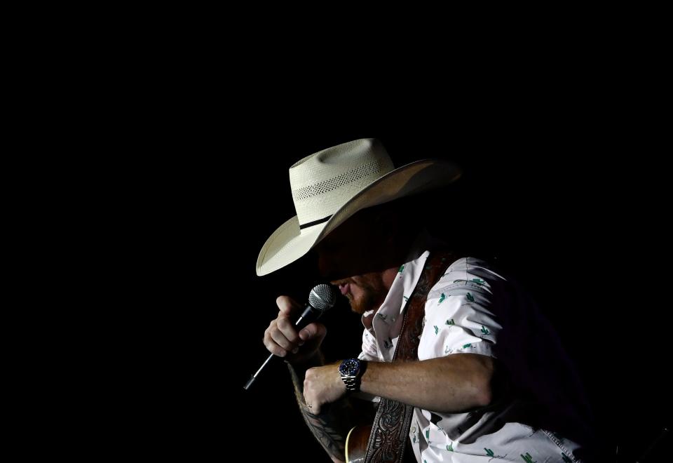 Cody Johnson performs at the Firstbank Amphitheater on Thursday, July 28, 2022, in Franklin, Tenn. 