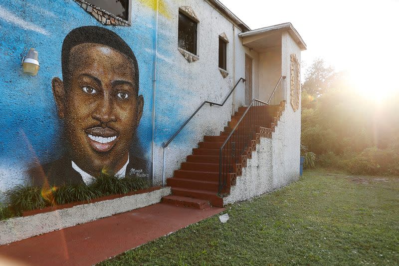 FILE PHOTO: A mural of Ahmaud Arbery is painted on the side of The Brunswick African American Cultural Center in downtown Brunswick, Georgia