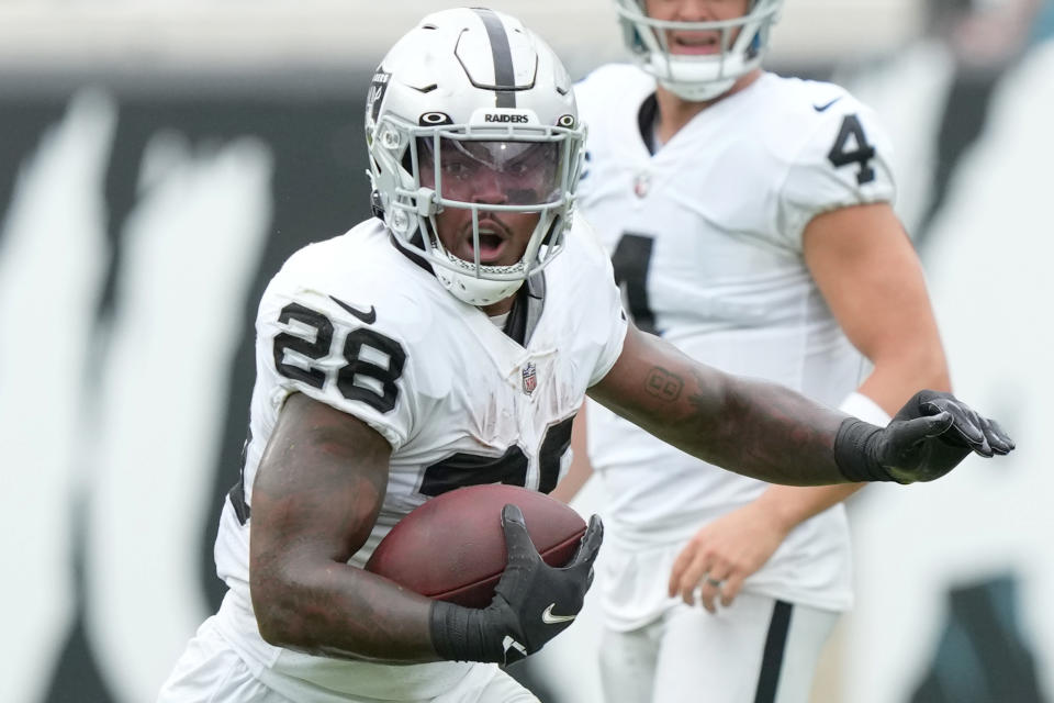 Josh Jacobs #28 of the Las Vegas Raiders has been a fantasy star