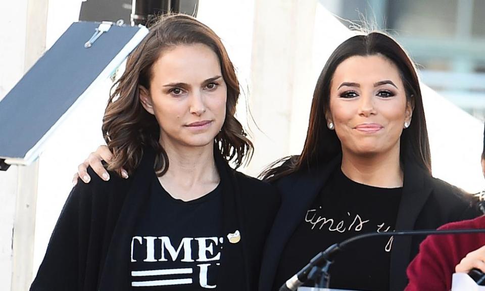 Longoria with Natalie Portman at the Women’s March in Los Angeles in 2018.