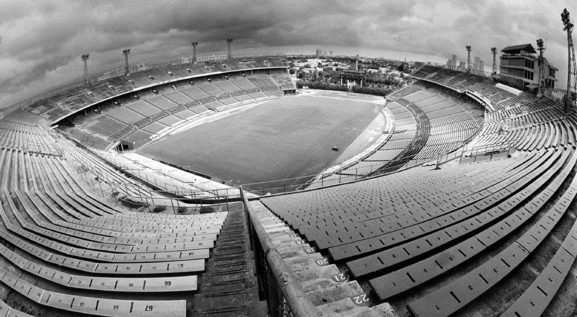 View of the inside of the Orange Bowl stadium on July 14, 1988.