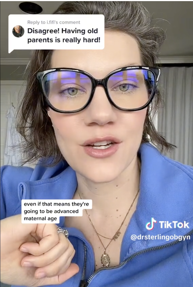 a woman talking in a tiktok video