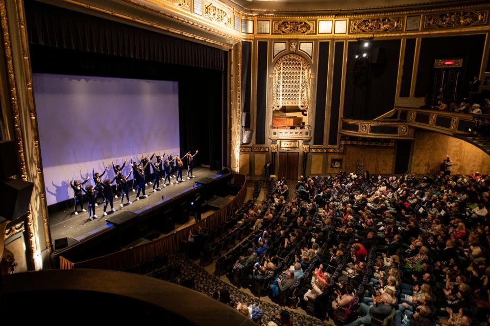 Detroit Youth Choir perform on stage during the Michigan premiere of Coldwater Kitchen on the first day of Freep Film Festival at the Detroit Film Theatre in Detroit on Wednesday, April 26, 2023.