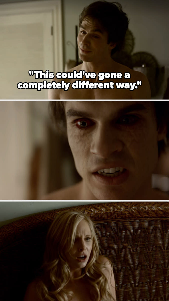 Damon and Caroline