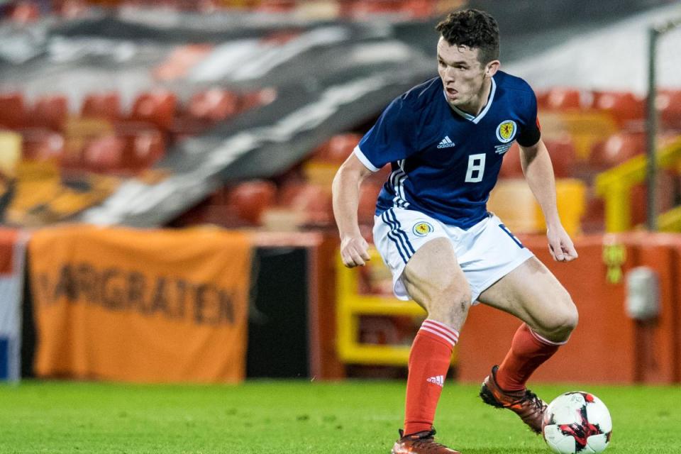 A young John McGinn in action against the Netherlands in 2017 <i>(Image: SNS Group)</i>