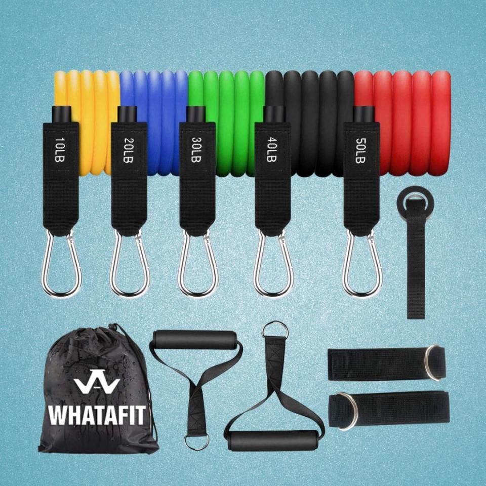 Amazon rating: 4.6 out of 5This kit includes five different tube bands, one that provides 10 pounds of resistance, another with 20 pounds, then 30 pounds, 40 pounds and 50 pounds. They're really versatile and great for toning arms, shoulders, chest, glutes, legs and more. Promising review: 