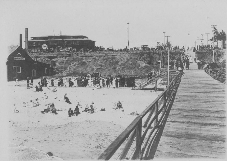 Looking east on Oceanside Pier circa 1920s.