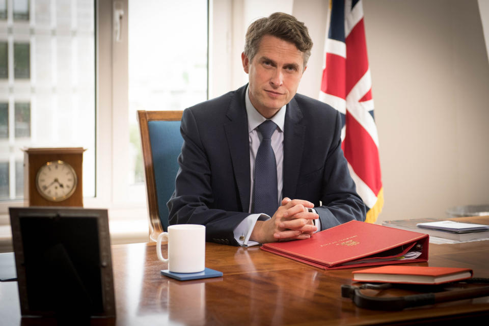 Secretary of State for Education Gavin Williamson in his office at the Department of Education in Westminster, London, following the announcement that A-level and GCSE results in England will now be based on teachers' assessments of their students, unless the grades produced by the controversial algorithm are higher. (Photo by Stefan Rousseau/PA Images via Getty Images)