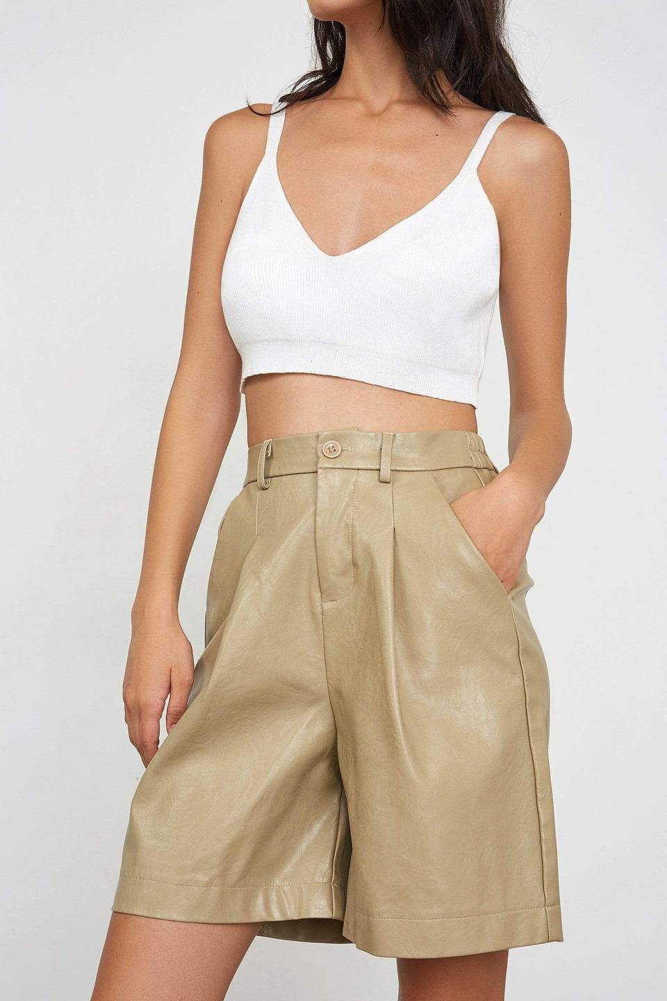 Ellamae Wheat Leather Shorts