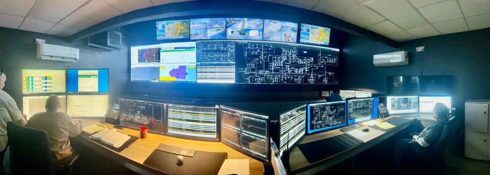 A wall of monitors is part of the City of Lake Worth Beach's new Electric System Operations Center that modernizes the utility operations.