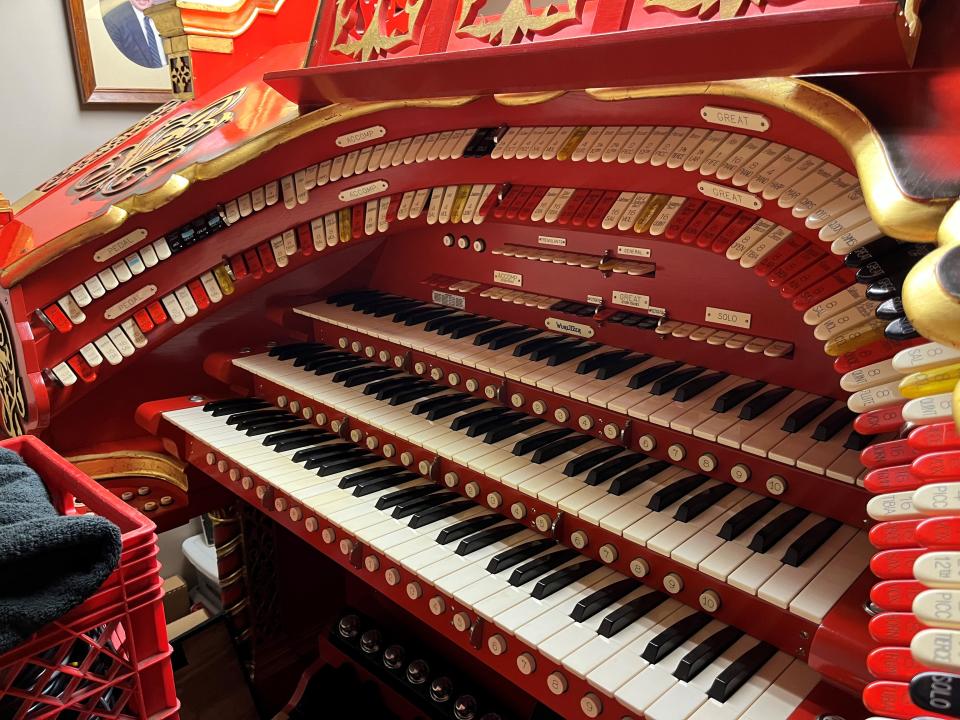 The Tennessee Theatre’s MIghty Wurlitzer organ sits in a storage room below the stage at the Gay Street theater.
