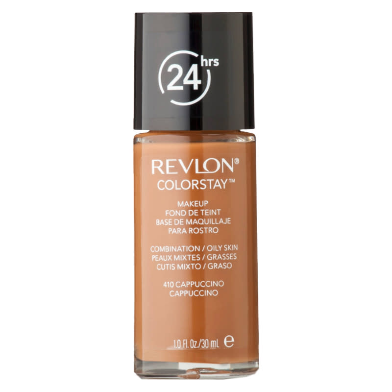 <p>For skin that's on the oilier side, foundation often slips and slides down your face by midday. Solution found! Revlon’s formula controls and absorbs excess oil production to keep makeup in place.</p><p>Buy it <a rel="nofollow noopener" href="https://www.target.com/p/revlon-colorstay-makeup-with-softflex-for-combination-oily-skin/-/A-13693358" target="_blank" data-ylk="slk:here;elm:context_link;itc:0;sec:content-canvas" class="link ">here</a> for $10.</p>