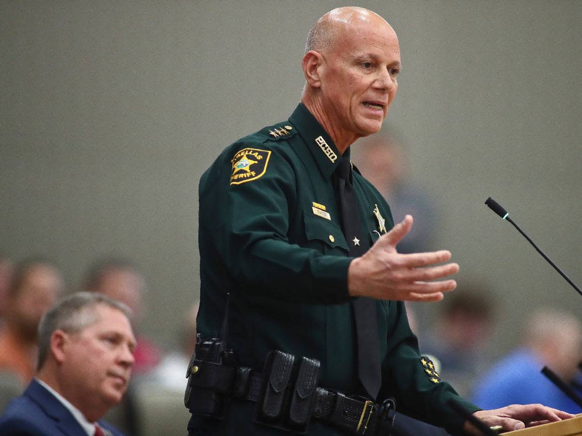 Pinellas County Sheriff Bob Gualtieri, chairman of the Marjory Stoneman Douglas High School Public Safety Commission, seen on Tuesday, Feb. 7, 2023, at the Capitol in Tallahassee, Fla.