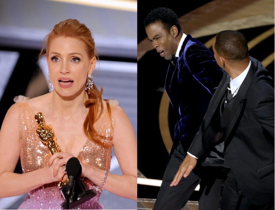 Jessica Chastain gave her speech shortly after Will Smith slapped Chris Rock at the Oscars (Getty Images)