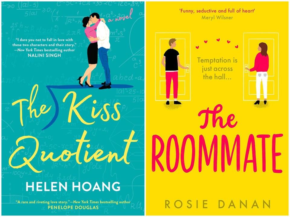 The covers of ‘The Kiss Quotient’ and ‘The Roommate’ appear deceptively innocent (Supplied)